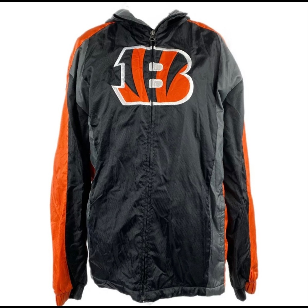 Cincinnati Bengals Jacket Zip Up Hood Mens Large